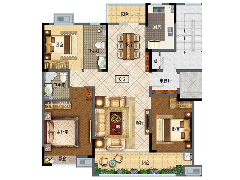 High-rise 138 (3 rooms, 2 halls, 2 guards)